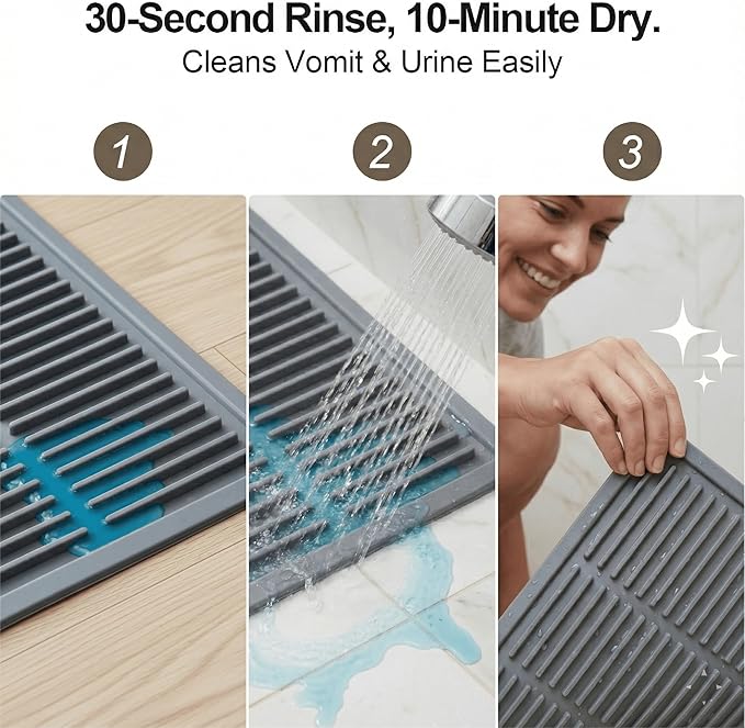 Large Cat Litter Mat: Silicone Litter Trapping Mat for Litter Box - Easy to Clean Waterproof & Anti-Slip Soft Rubber Mat - Durable Design Traps Pellet & Clay Litter — image 5