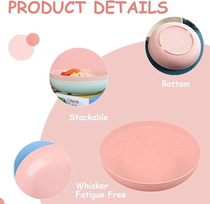 [8-Pieces] Whisker Fatigue Cat Bowl - 5.5 Inch Shallow Cat Food Dish Wide Cats Wet Feeding Bowls, PET Plate for Kittens and Short Legged Cats (Type-A Normal Bowls) — image 5