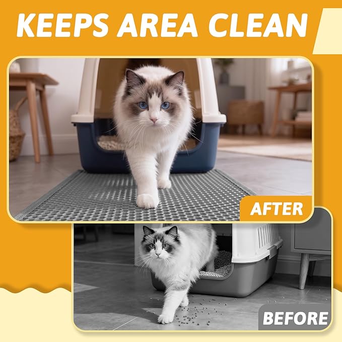 Pieviev Cat Litter Mat Double Layer Waterproof Urine Proof Trapping Mat 1 Pack (Gray, 24x15 Inch (Pack of 1)) — image 5