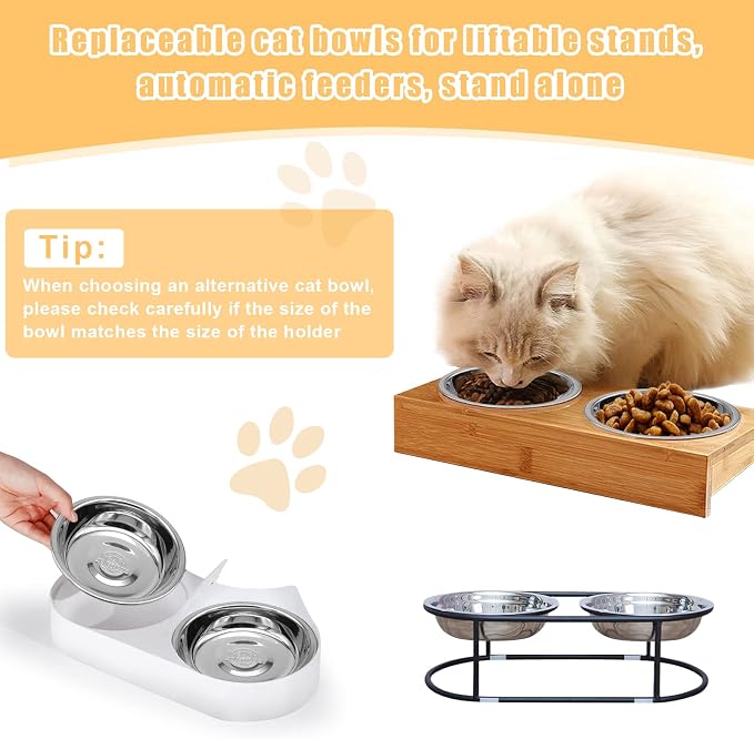 Stainless Steel Cat Bowl-Shallow Wide Flat Cats Food Bowls,Metal Kitten Dishes Whisker Friendly Fatigue Relief,Replacement Basic Kitty Plates for Elevated Stand,Dishwasher Safe（Set of 5） — image 5