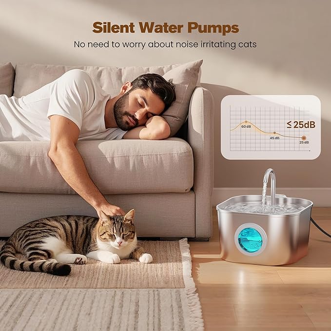 Cat Water Fountain Stainless Steel: Pet Fountains for Cats/Dog Indoor Automatic Waterer Bowls for Drinking Small Animal Water Dispenser Metal Pets Watering Faucet Bottle Auto Kitty Watering Supplies — image 5