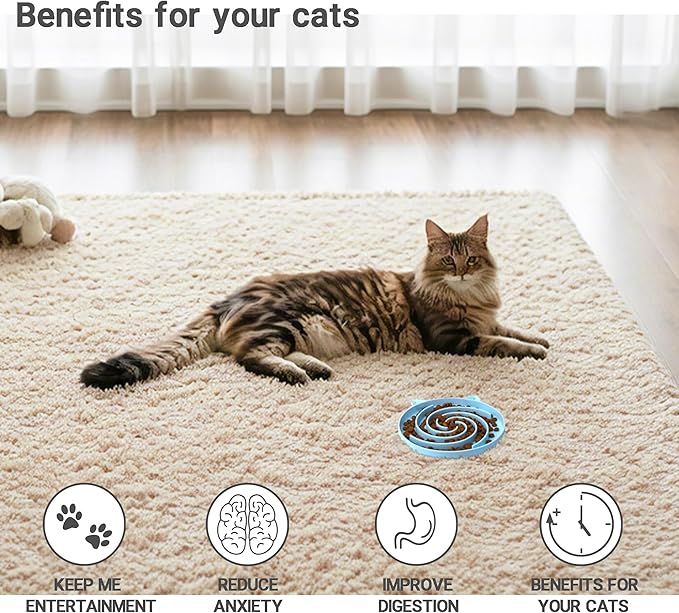 Bifeaw Slow Feeder Cat Bowl, Easy to Clean Silicone Bowl, Ideal for Dry and Wet Food (Green and Blue) — image 5