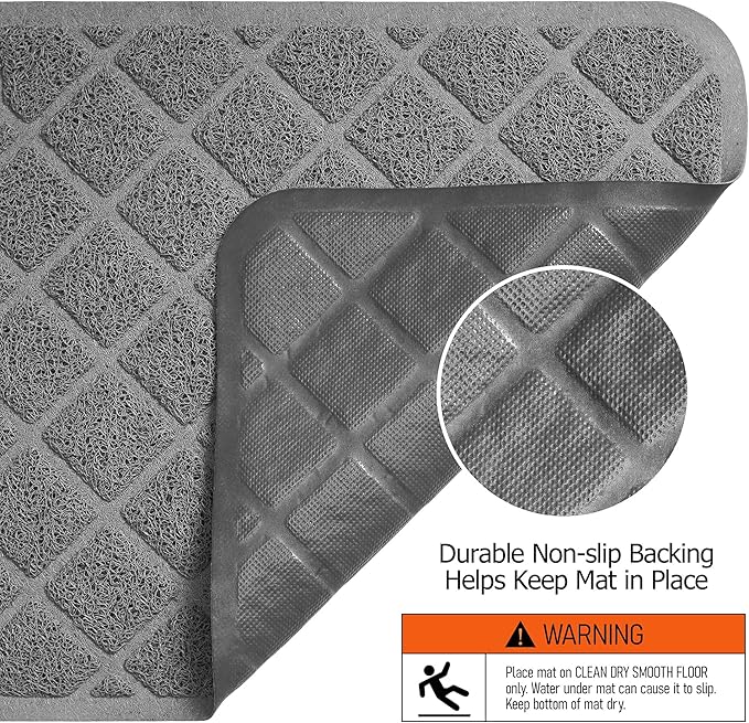 Conlun Cat Litter Mat Litter Trapping Mat, Premium Durable PVC Grid Mesh with Scatter Control, Non-slip, Less Waste Cat Litter Box Mat, Soft on Kitty’s Paws, Urine Waterproof, 24" x 17" Grey — image 5