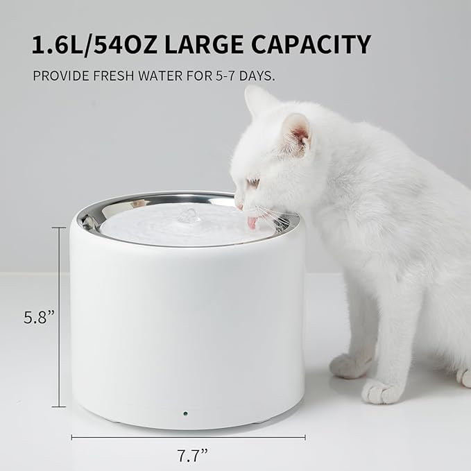 PETKIT Eversweet 3 Pro Cat Water Fountain with Wireless Pump, 1.6L/56oz Stainless Steel Pet Fountains for Cats Indoor, Automatic Water Dispenser Ultra Quiet, App Monitoring — image 6