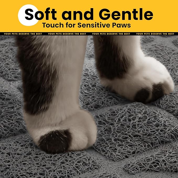 Conlun Cat Litter Mat Litter Trapping Mat, Premium Durable PVC Grid Mesh with Scatter Control, Non-slip, Less Waste Cat Litter Box Mat, Soft on Kitty’s Paws, Urine Waterproof, 24" x 17" Grey — image 6