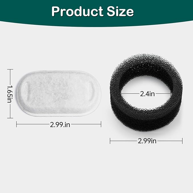 Cat Water Fountain Filter,16 Pack Cat Fountain Replacement Filters for Stainless Steel 67oz/2L Adjustable Water Flow Pet Water Fountain,Dog Water Fountain (8+8 Pack) — image 6