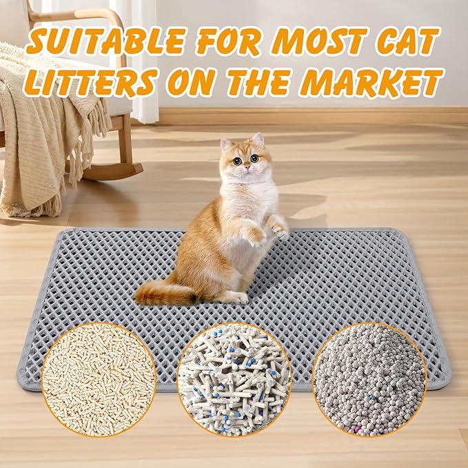Double Layer Cat Litter Mat, 24x15 Inch Waterproof Litters Box Mat, Non-Slip Cat Mat for Litter Box — image 6