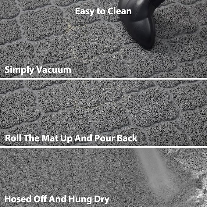 WePet Cat Litter Box Mat, Kitty Premium PVC Pad, Durable Trapping Rug, Phthalate Free, Urine-Resistant, Scatter Control, XXL 47 x 36 Inch, Grey — image 6