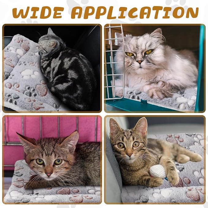Tuanse 4 Pack Ultra Soft Dog Cat Bed Mat Small Animal Guinea Pig Bed with Cute Print Reversible Fleece Dog Crate Kennel Pad Cozy Washable Thickened Hamster Pet Beds Mat(13 x 19 Inches,Light Gray) — image 6