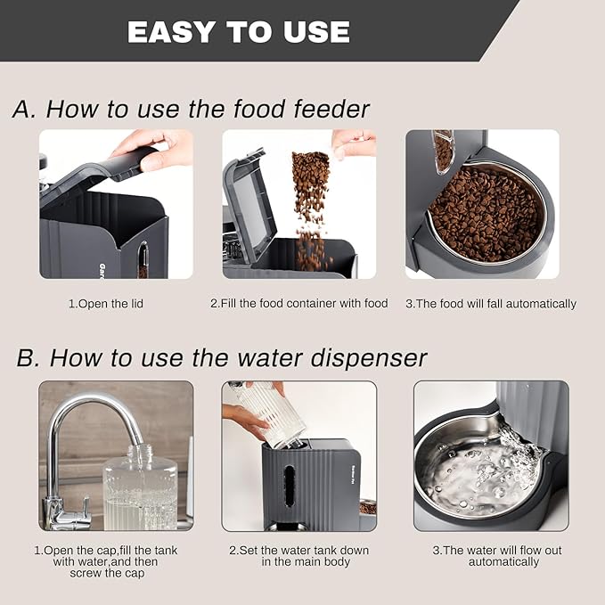 Gardner Pet Automatic Gravity Cat Food Feeder and Water Dispenser Stainless Steel Two-in-One Set Large Capacity Dispenser for Pets Dogs, Puppies, Kittens-(0.8 Gallons x 2) — image 6