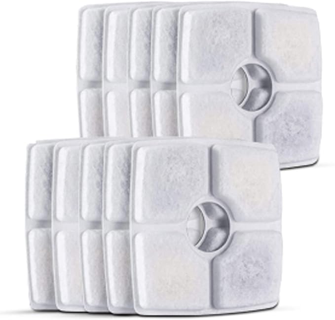Cat Water Fountain Filters,10 Pack Replacement Filter Fit for Top Square 84oz/2.5L Cat Pet Fountain, 3 Filtration System — image 6