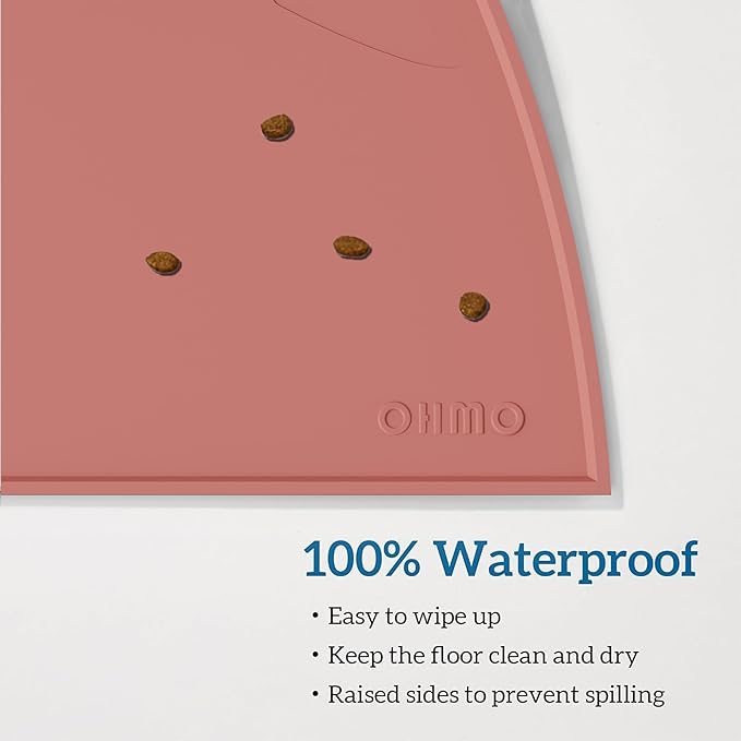OHMO - Cat Food Mat, Silicone Pet Feeding Mat for Floor Non-Skid Waterproof Dog Water Bowl Tray, Easy to Clean Pet Placemat (Erythrinus, 18 * 9.8'') — image 6