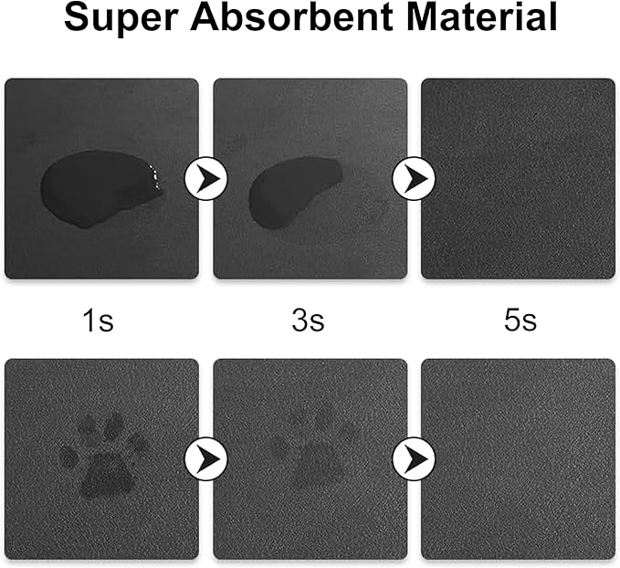 YCT Cat Food Mat for Pet Dog Feeting Mats, Cat Mat for Food and Water, Non-Slip Super Absorbent, with Multiple cat Heads Logo，18.1 x 11.8 inches, Dark Grey — image 6