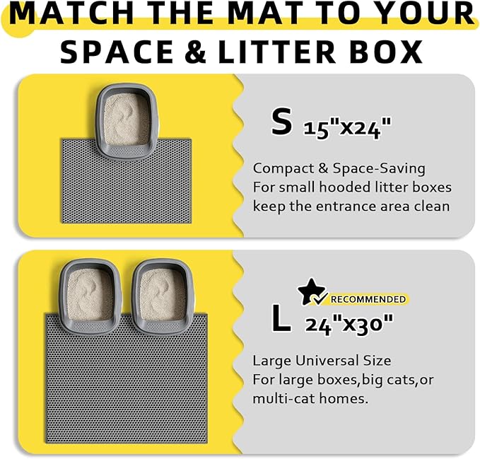 Cat Litter Mat, 30"X24" Large Double Layer Litter Trapping Mat, Waterproof/Urineproof, Easy to Clean Kitty Litter Mats for Floor, Scatter Control (Grey-1Pack) — image 6