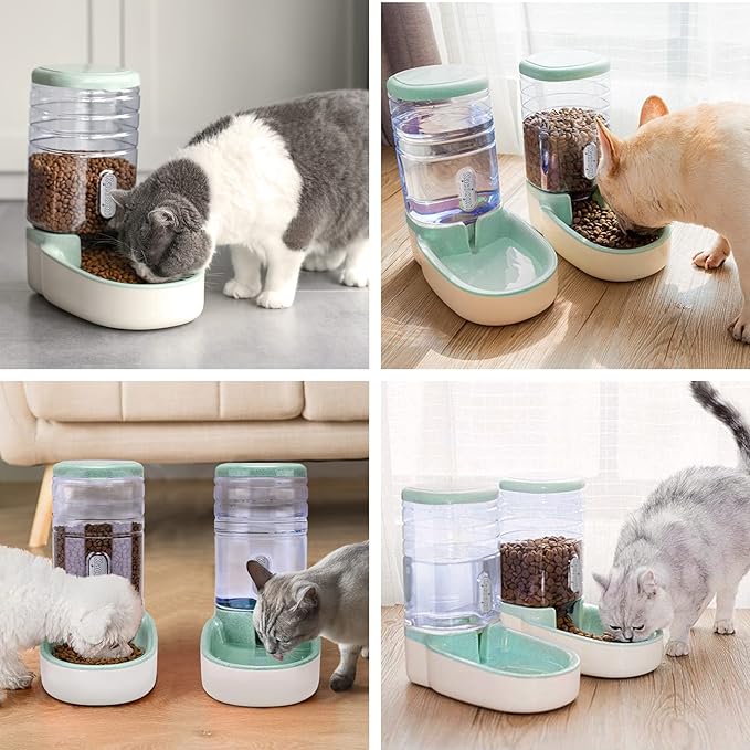 Kacoomi Automatic Dog Cat Feeder and Water Dispenser Gravity Food Feeder and Waterer Set with Pet Food Bowl for Small Medium Dog Puppy Kitten, Large Capacity 1 Gallon x 2 — image 6