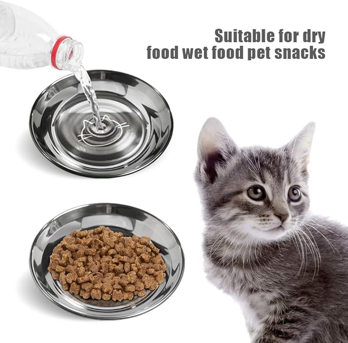 Stainless Steel Cat Bowls Food Dishes for Indoor Cats Cats Shallow Whisker Friendly 6.4Inches Cat Food Water Dishes Bowls Whisker Fatigue Relief Dishwasher Safe 2Pcs — image 6