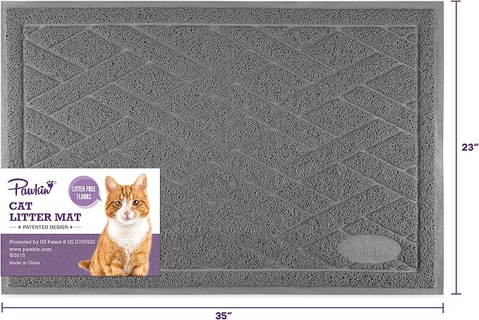 Pawkin Cat Litter Mat, Patented Design with Litter Lock Mesh, Extra Large, Durable, Easy to Clean, Soft, Fits Under Litter Box, Litter Free Floors, Gray — image 6
