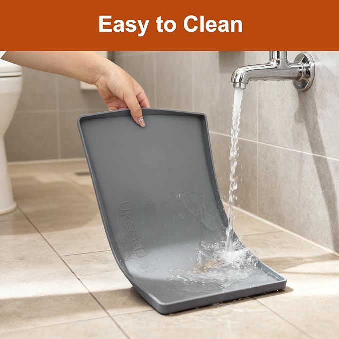 ukeetap Extra Thick Silicone Mat Waterproof with Raised Edge 19” x 12”, BPA Free Non-Slip Dog & Cat Food Mat, Feeding Mat for Food and Water Bowls, Spill Proof Mat to Protect Floors, Gray — image 6