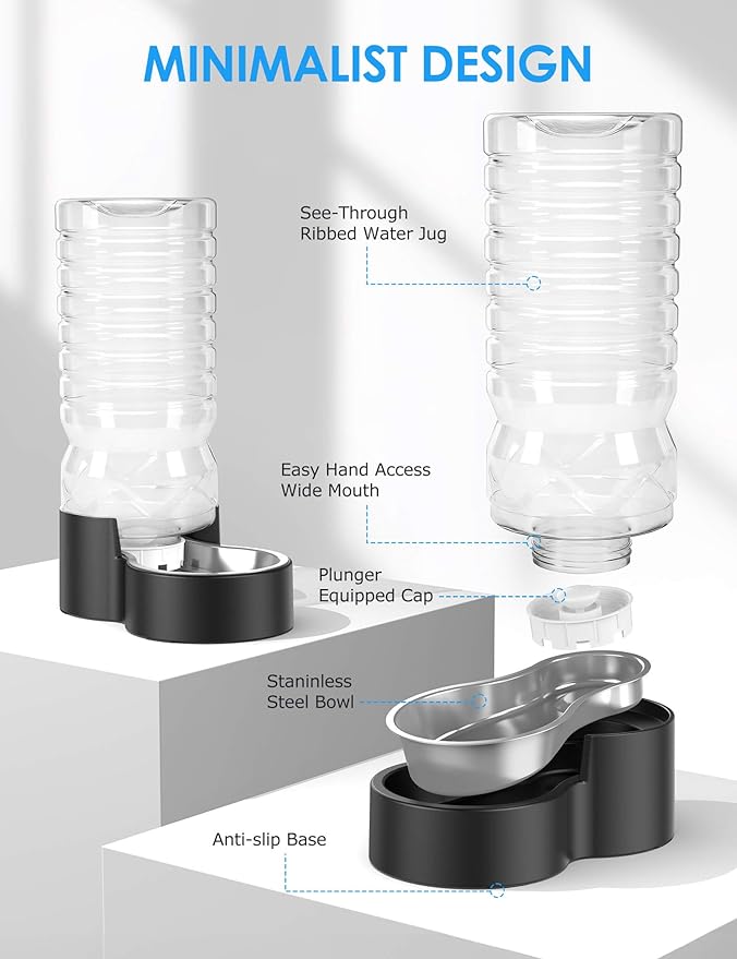 Heouvo 2.5 Gallon Automatic Dog Water Dispenser【Wide Mouth for Easy Hand-in Cleaning】【Removable Stainless Steel Bowl】, Gravity Refilling Large Capacity for Cats and Dogs, Multi-Pet Homes — image 6