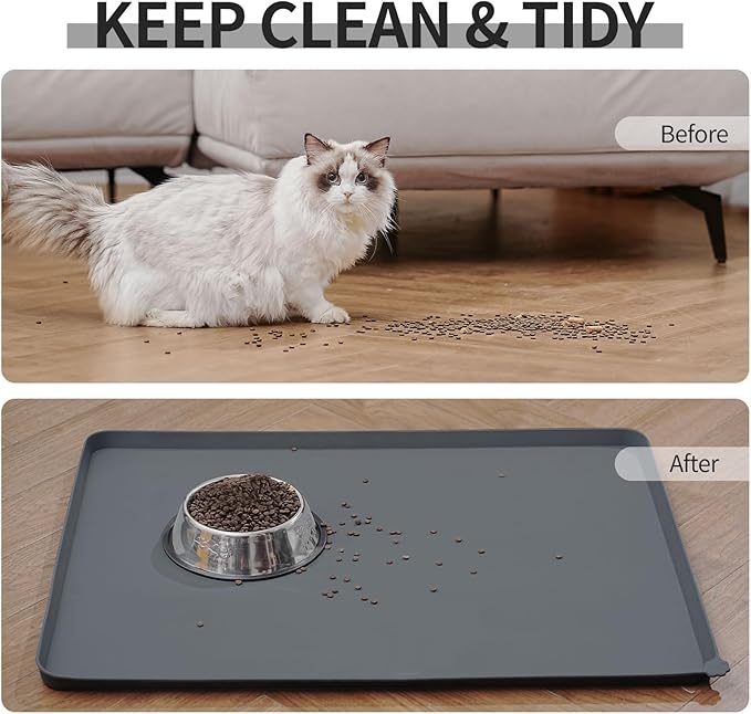 Reopet Waterproof Pet Feeding Mat, Non-Slip Silicone Placemats for Dog Cat Food and Water Bowl, High Raised Edges to Prevent Spills and Protect Floors — image 6