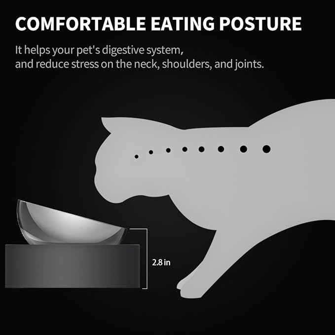 PETKIT 304 Stainless Steel Elevated Cat Bowls&Dog Bowls,Raised Cat Food and Water Bowl Set, Non-Slip, Anti Vomiting 15°Tilted Cat Small Animal Plate — image 6