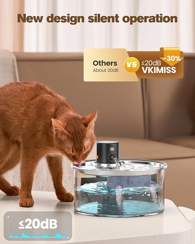 Wireless Cat Water Fountain Cordless: Battery Operated Cat Fountain - 108oz/3.2L Automatic Pet Water Dispenser Rechargeable Drinking Fountains for Cats Indoor with Motion Sensor Multiple Cats and Dogs — image 6