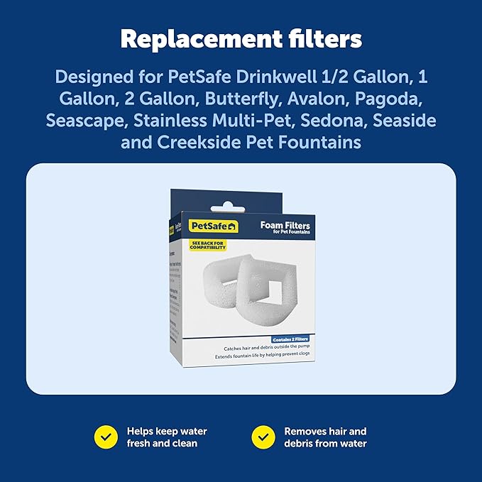 PetSafe Drinkwell Replacement Foam Filters - Improves Water Cleanliness - Protects Pump - Catches Hair & Debris - Compatible with Ceramic, Stainless, & Plastic Pet Fountains — image 6