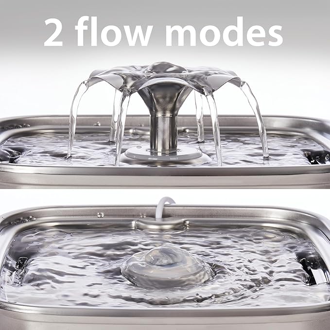 Veken Innovation Award Winner Stainless Steel Cat Water Fountain, 108oz/3.2L Automatic Pet Fountain Dog Water Dispenser with 3 Replacement Filters & Silicone Mat, Gifts for Cats, Dogs (Silver) — image 6