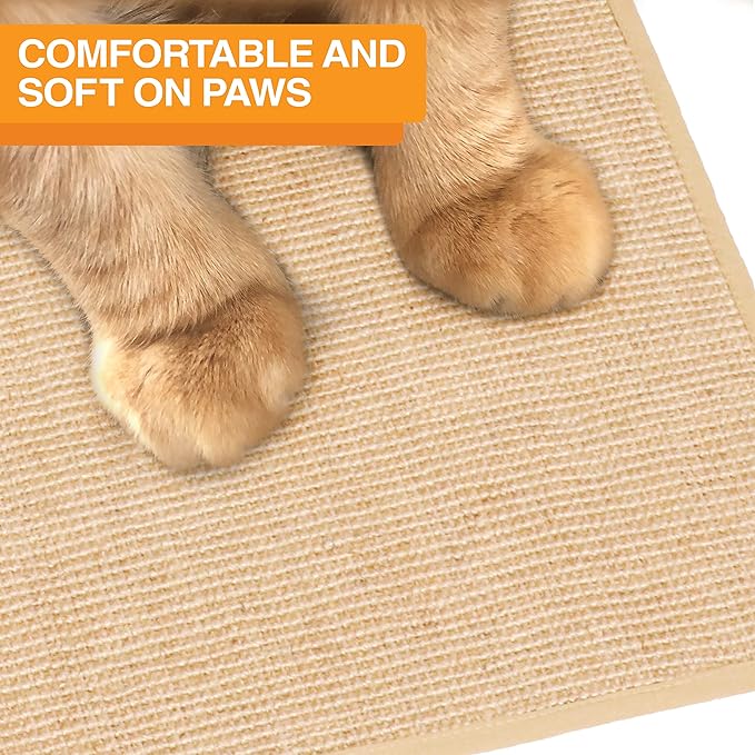 Neater Pets Jute Cat Litter Trapping Mat - Catches Spilled Litter Mess from Kitty Litter Box to Protect Floors, Soft on Cats Paws, Anti-Skid Backing, Easy to Clean, Beige, 24" x 36" — image 6
