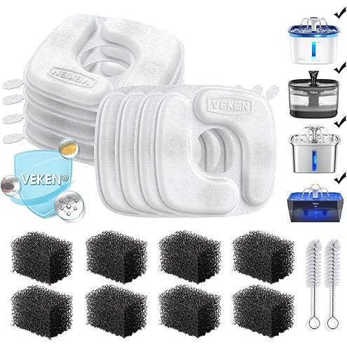 Veken Innovation Award Winner Stainless Steel Cat Water Fountain, 108oz/3.2L Automatic Pet Fountain Dog Water Dispenser with 3 Replacement Filters & Silicone Mat, Gifts for Cats, Dogs (Silver) — image 7