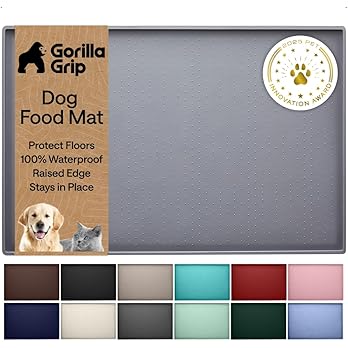 GORILLA GRIP 100% Waterproof Raised Edge BPA Free Silicone Pet Feeding Mat, Dog Cat Food Mats Contain Spills Protects Floors, Placemats for Cats and Dogs Water Bowl, Pets Accessories 18.5x11.5 Gray — image 7