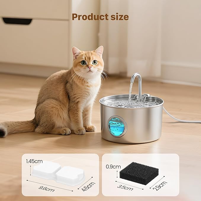 GIOTOHUN Cat Water Fountain Filter Replacement: 12 Cat Fountain Filter - 12 Pet Fountain Filter - 6 Carbon Filters & 6 Foam Filters - Suitable for GIOTOHUN Stainless Steel Cat Fountain S11 — image 7