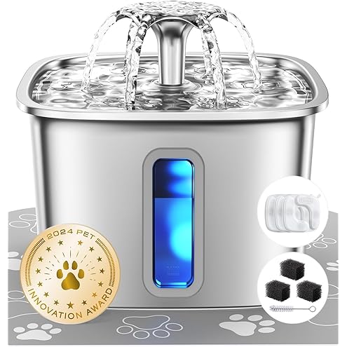 Cat Water Fountain Stainless Steel: 73oz/2.2L Cat Fountain for Drinking- Pet Water Fountain Inside - Automatic Dog Watering Dispenser Bowl - Pet Feeding & Watering Supplies — image 7