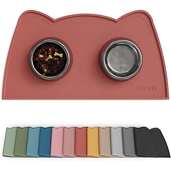 OHMO - Cat Food Mat, Silicone Pet Feeding Mat for Floor Non-Skid Waterproof Dog Water Bowl Tray, Easy to Clean Pet Placemat (Erythrinus, 18 * 9.8'') — image 7