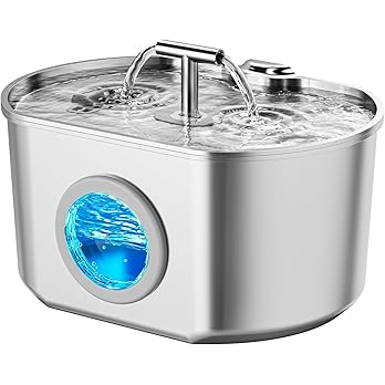 Cat Water Fountain Stainless Steel - Pet Drinking Fountain for Cats Indoor - 2.2L/74oz Automatic Water Dispenser with Watering Level Window (1 Filter) — image 7