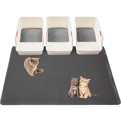 Large Cat Litter Mat for Litter Box, 47"×33" Double Layer Trapping Mat, Non-Slip Water Proof Kitty Litter Pad, Grey — image 7