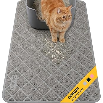 Conlun Cat Litter Mat Litter Trapping Mat, Premium Durable PVC Grid Mesh with Scatter Control, Non-slip, Less Waste Cat Litter Box Mat, Soft on Kitty’s Paws, Urine Waterproof, 24" x 17" Grey — image 7