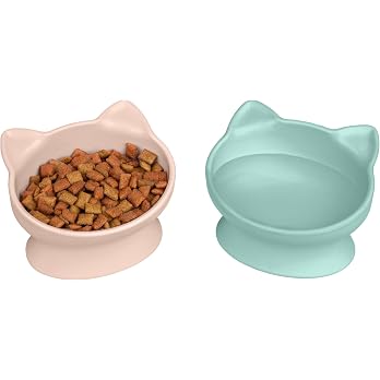Kitty City Elevated Cat Bowls (Set of 2), Whisker-Friendly Raised Cat Food & Water Dishes, Modern Pedestal Design, Dishwasher Safe, 6.5 oz Each – Pink & Teal — image 7