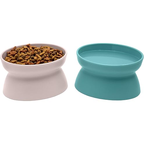 Kitty City Elevated Cat Bowls (Set of 2), Whisker-Friendly Raised Cat Food & Water Dishes, Modern Pedestal Design, Dishwasher Safe, 6.5 oz Each – White & Gray — image 10