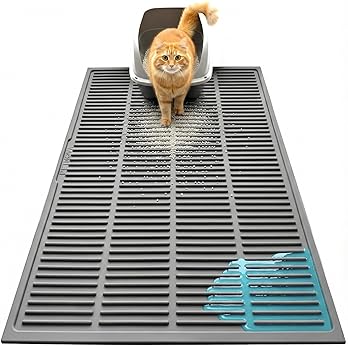Large Cat Litter Mat: Silicone Litter Trapping Mat for Litter Box - Easy to Clean Waterproof & Anti-Slip Soft Rubber Mat - Durable Design Traps Pellet & Clay Litter — image 7