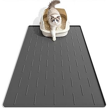 Pieviev Silicone Cat Litter Trapping Mat, 34''x22'' Large Cat Litter Mat, Easy to Clean & Soft on Kitty Paws, Waterproof Kitty Litter Pads for Indoor Cats, Dark Grey — image 7
