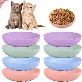 [8-Pieces] Whisker Fatigue Cat Bowl - 5.5 Inch Shallow Cat Food Dish Wide Cats Wet Feeding Bowls, PET Plate for Kittens and Short Legged Cats (Type-A Normal Bowls) — image 7
