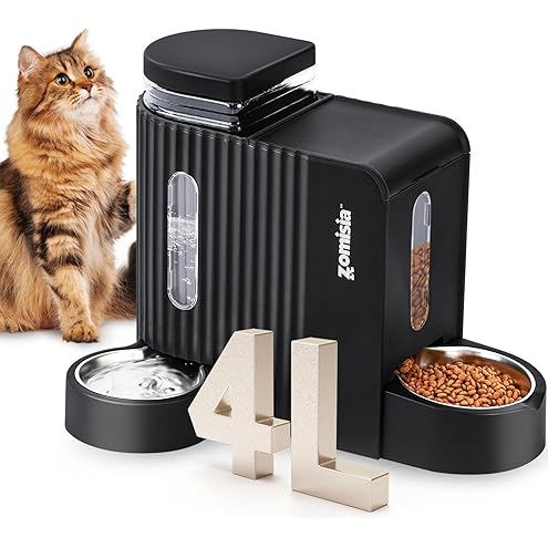 ZOMISIA Automatic Cat Feeder and Water Dispenser Set, 2 in 1 Gravity Cat Food Dispenser with 180 Degree Rotatable, Pet Self Feeding Large Capacity for Small Dogs Puppy Kitten, Black, 0.8 Gallon x 2 — image 7