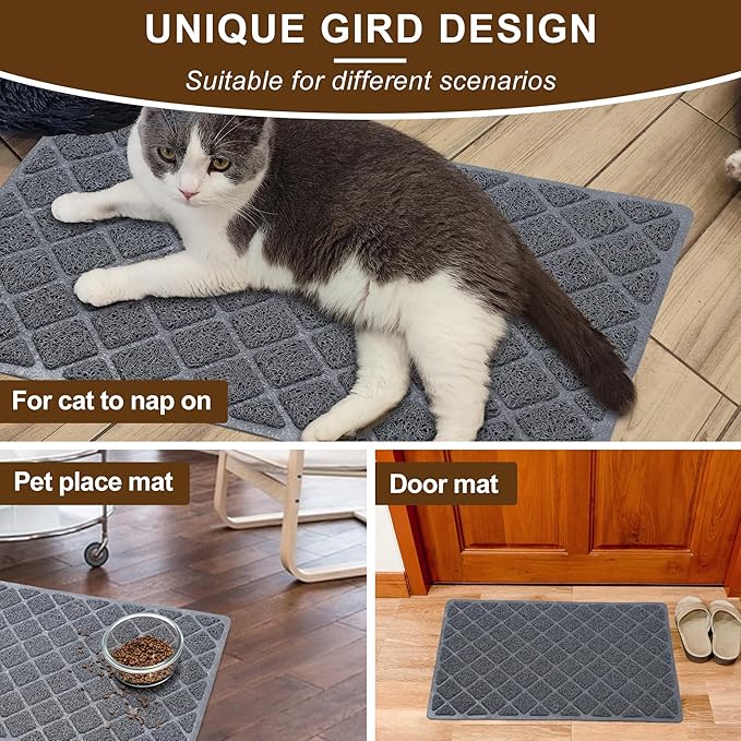 BOOMIBOO Cat Litter Mat Litter Box Mat，Litter Trapping Mat Premium Durable PVC Pad, 23 x 14 Inches, Easy to Clean，Non-Slip，Urine Waterproof — image 7