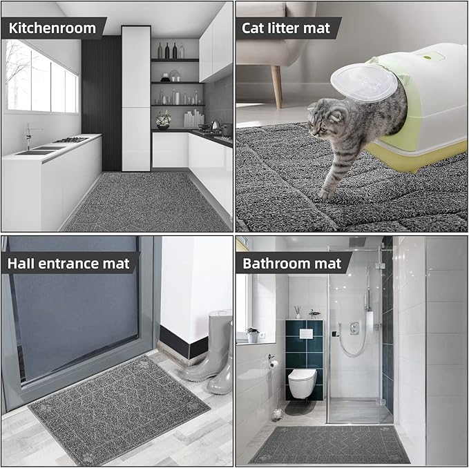Cat Litter Box Mat, 35" x 24" Large Kitty Litter Trapping Mat Keep Floor Clean, Litter Box Mat Scatter Control, Waterproof, Easy to Clean, Durable Large Size Litter Mats for Floor — image 7