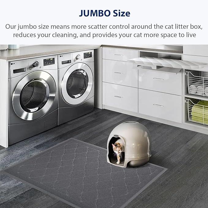 WePet Cat Litter Box Mat, Kitty Premium PVC Pad, Durable Trapping Rug, Phthalate Free, Urine-Resistant, Scatter Control, XXL 47 x 36 Inch, Grey — image 7