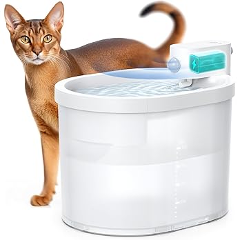 uahpet Cat Water Fountain, Wireless & Battery Operated 2L/67oz Pumpless Automatic Pet Fountain with Motion Sensor, Food-Grade ABS Tray, Easy to Clean Water Dispenser for Cats — image 7