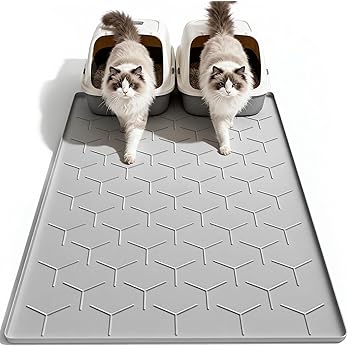 Garoopion Cat Litter Box Mat, Large 40" X 28" Litter Trapping Mat for Cats, Waterproof Silicone Pad for Floor, Gray — image 7