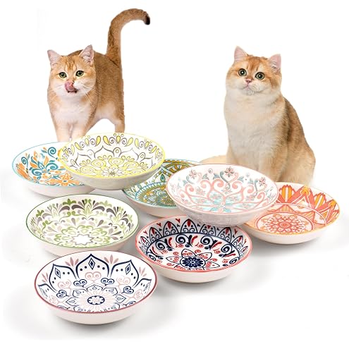 Ceramic Cat Bowls with Non-Slip Silicone Bottom,6 Pack Cat Food Bowl,Anti Whisker Fatigue Cats Dishes for Indoor Cats,Healthy Ceramic Kitten Plates for Daily Feeding Gift Choice (Classic) — image 7