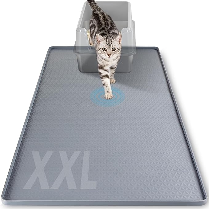 Silicone Cat Litter Mat, XXL 51''×25.6'' Litter Box Mat, Waterproof Floor Mat for Pets, Litter Trapping, Easy to Clean, Soft on Paws (Dark Grey) — image 7